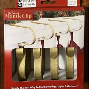 MantleClip Gold Stocking Holders